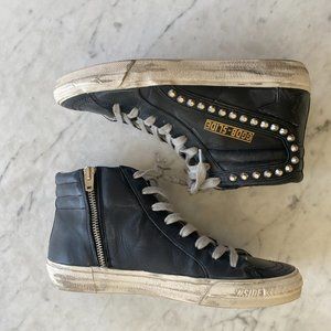 Pristine Golden Goose Studded Leather Slide Sneakers - Size 37